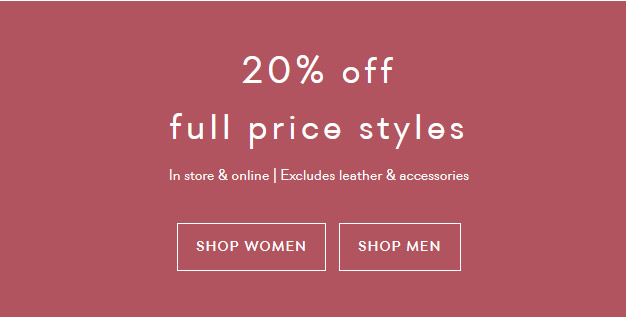 20% off full price styles