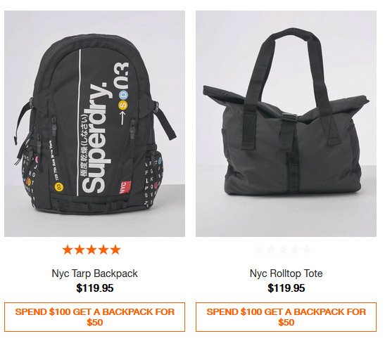 SPEND $100 + GET A BACKPACK FOR $50