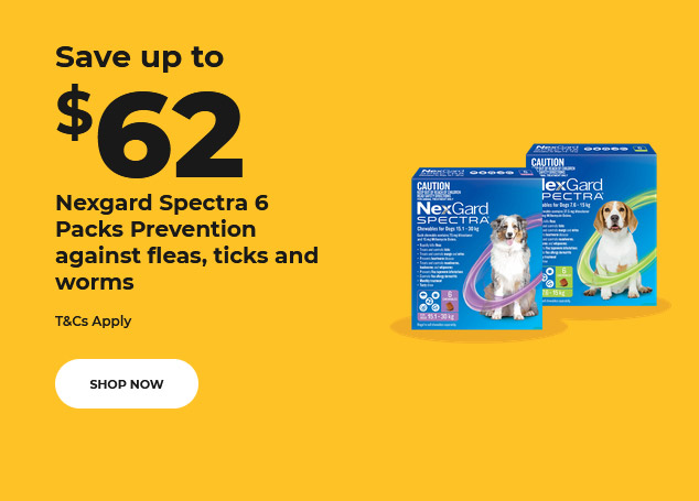 Save up to $ 62 Nexgard Spectra 6 Packs Prevention against fleas, ticks and worms